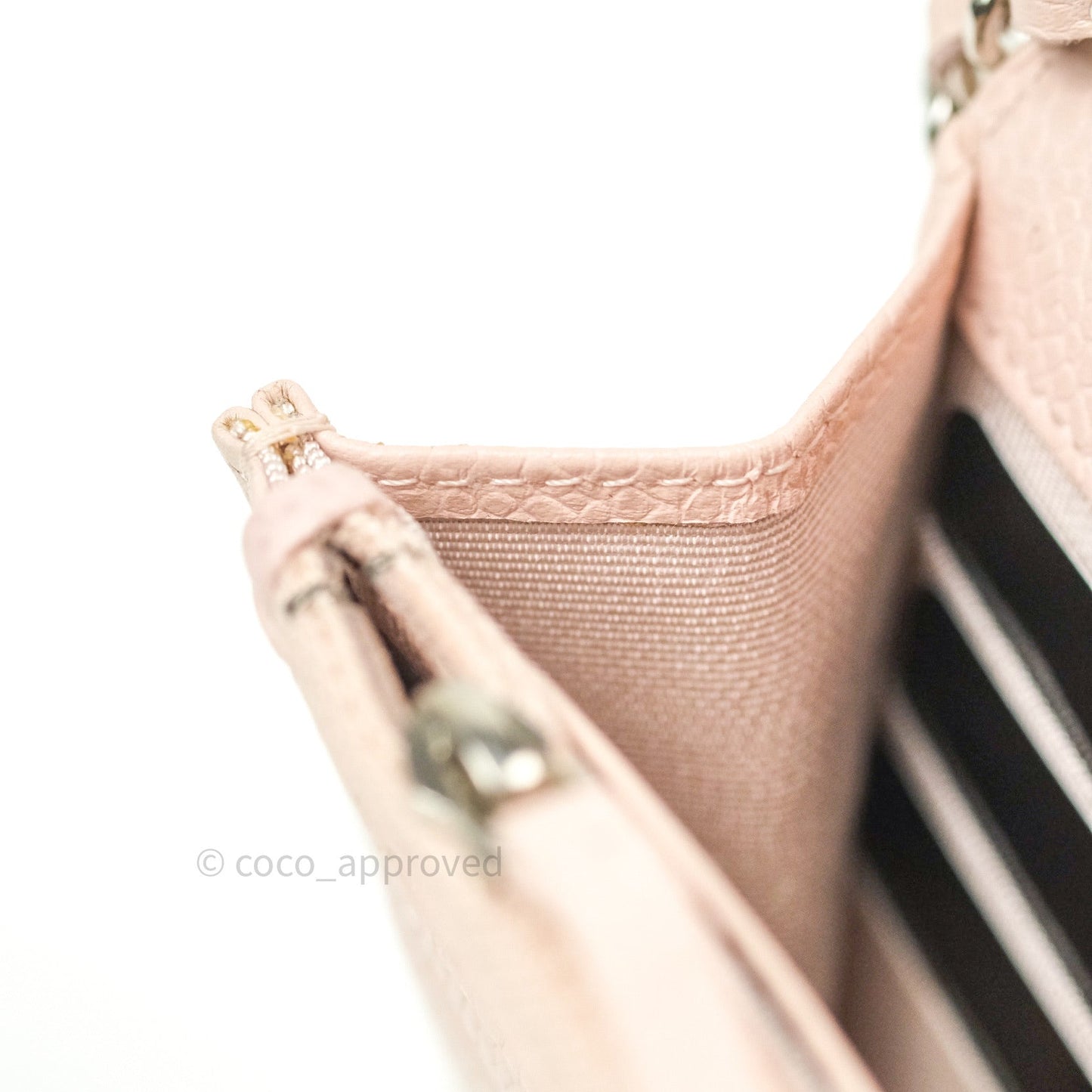 Chanel Quilted Wallet on Chain WOC Sakura Pink Caviar Silver Hardware