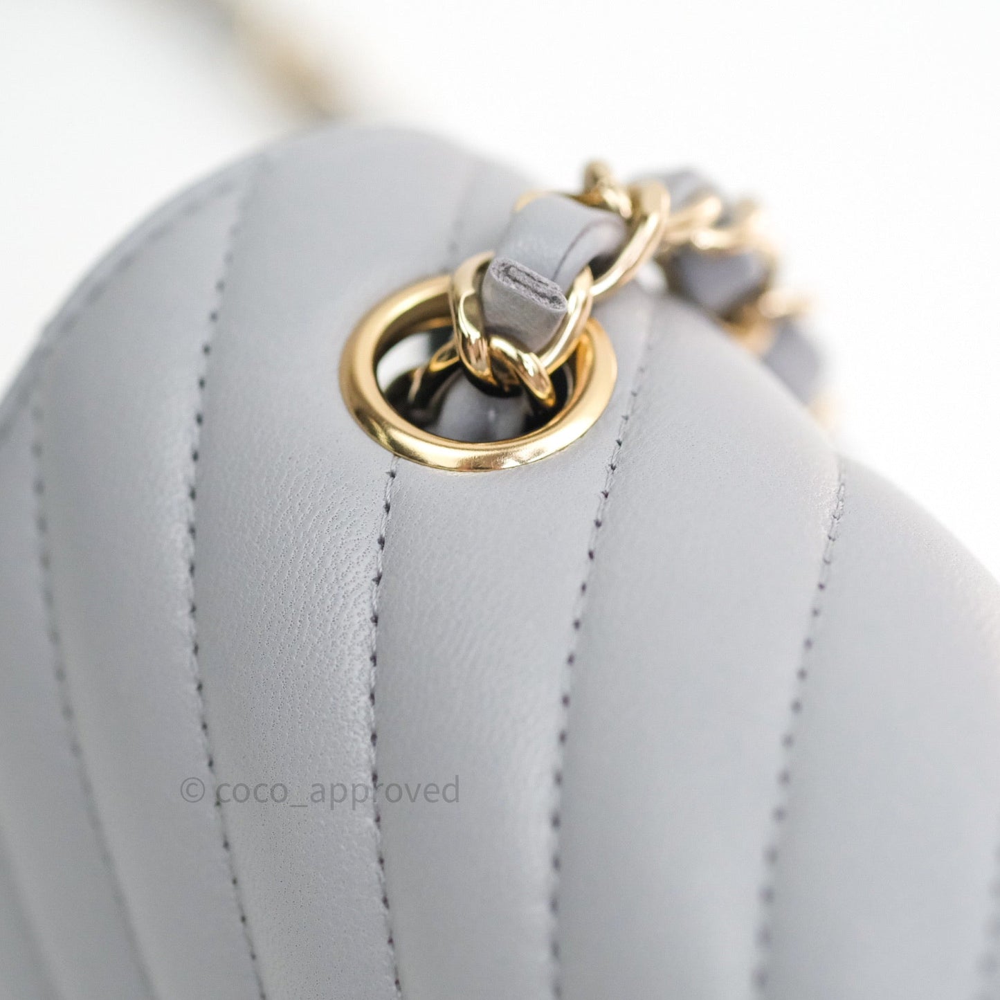 Chanel Quilted Mini Rectangular Grey Lambskin Gold Hardware