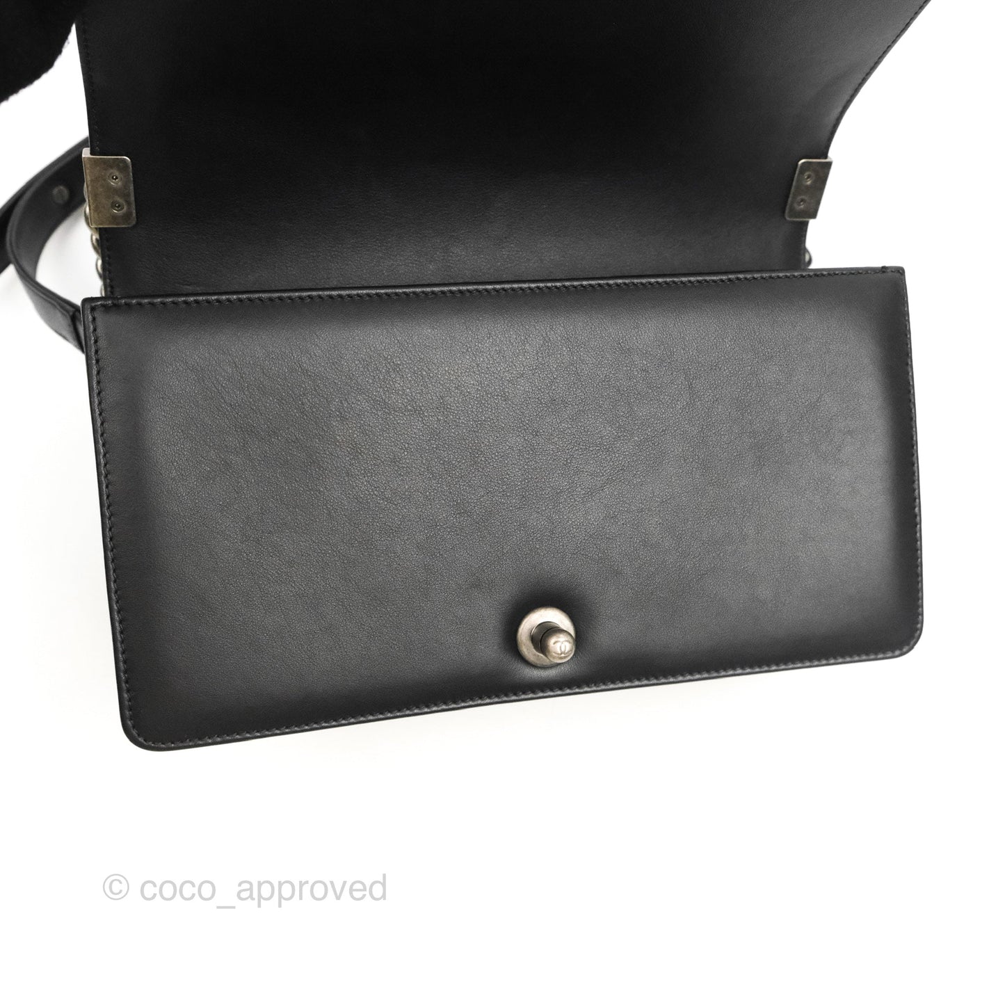 Chanel Quilted Medium Boy Black Calfskin Ruthenium Hardware