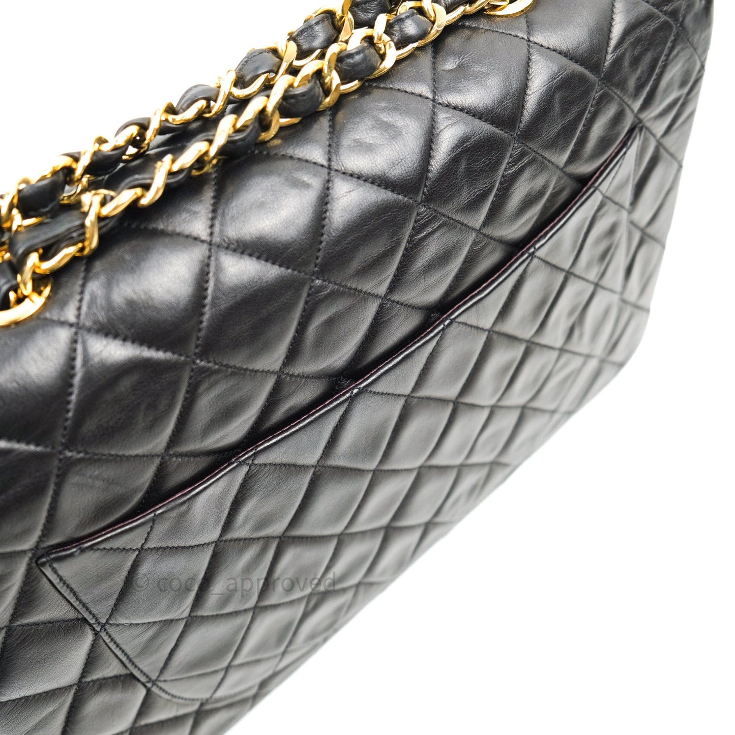 Chanel Vintage XL Jumbo Single Flap Black Lambskin 24K Gold Hardware