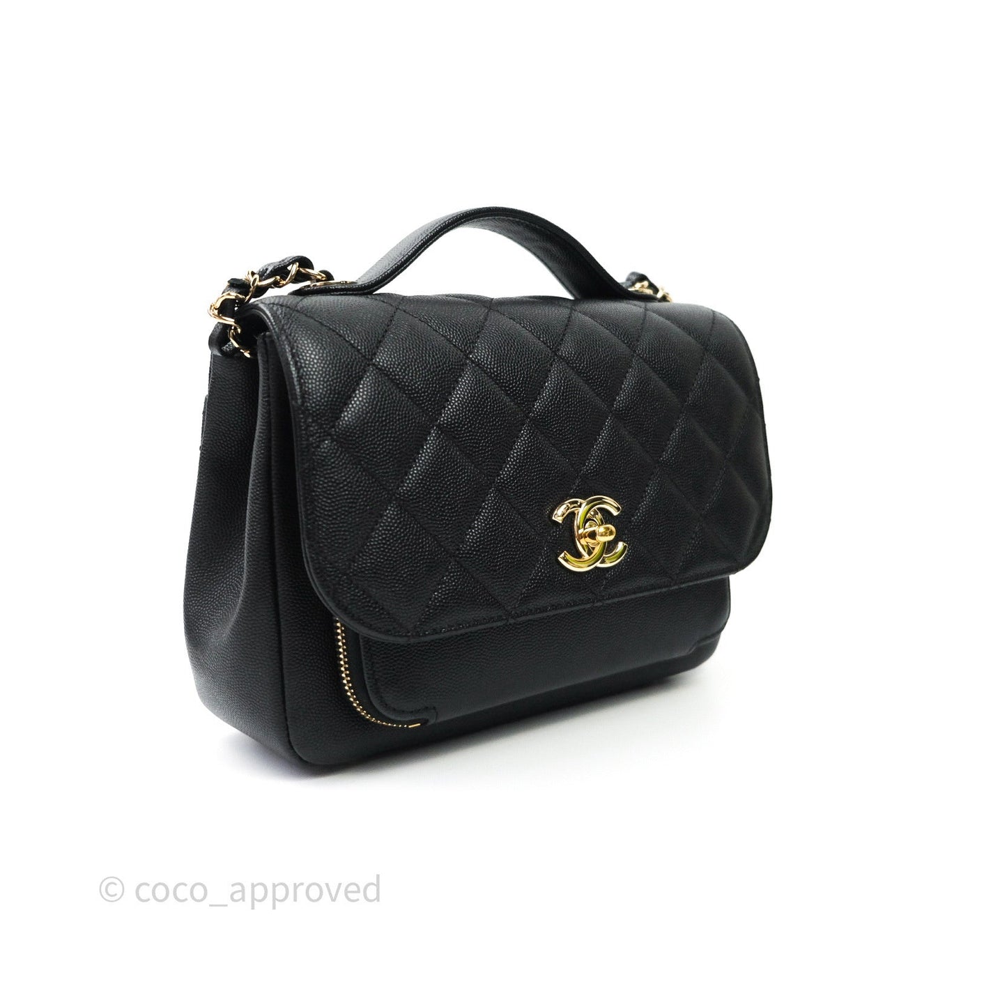 Chanel Quilted Medium Business Affinity Flap Black Caviar Light Gold Hardware