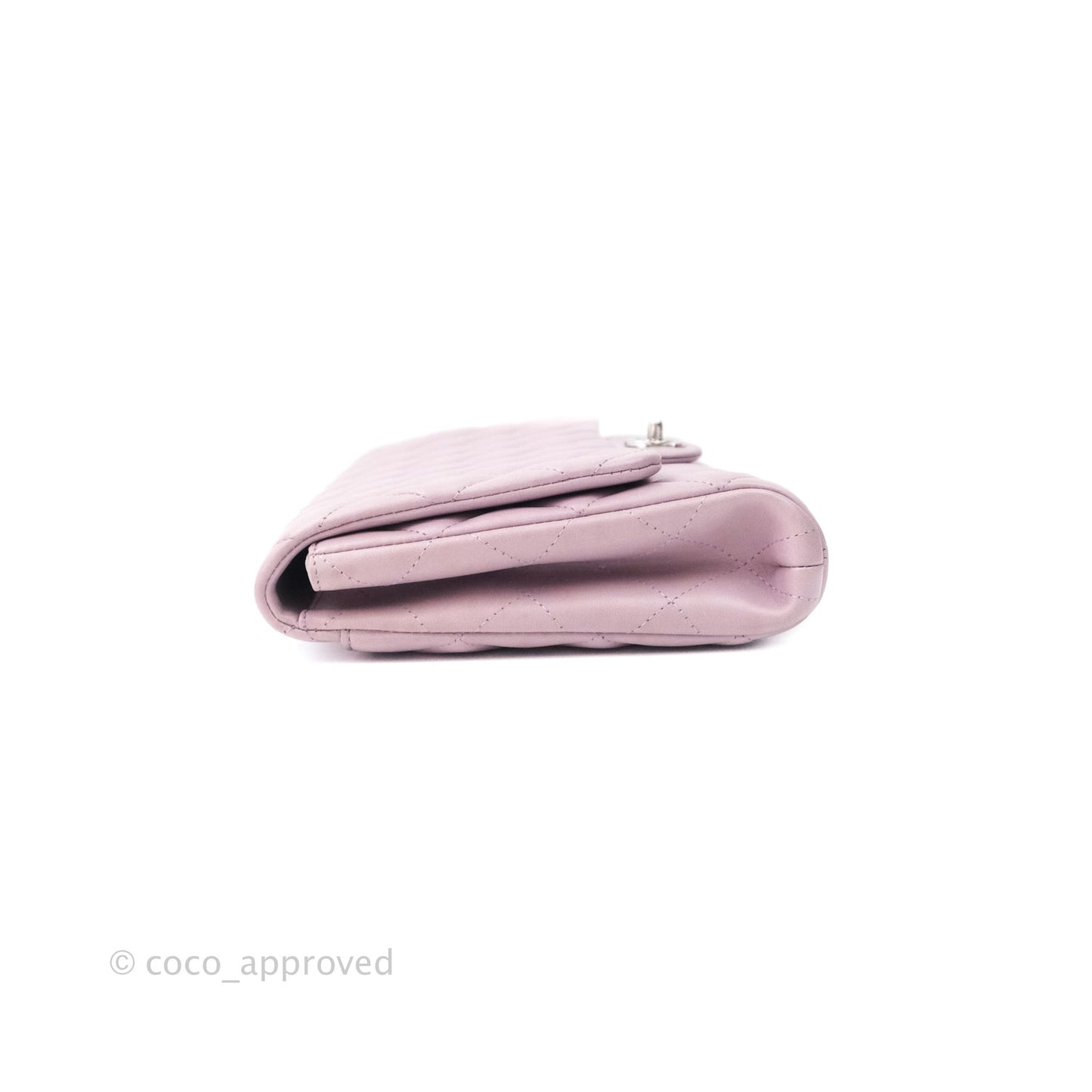 Chanel Quilted Clutch with Chain Lilac Pink Lambskin Silver Hardware