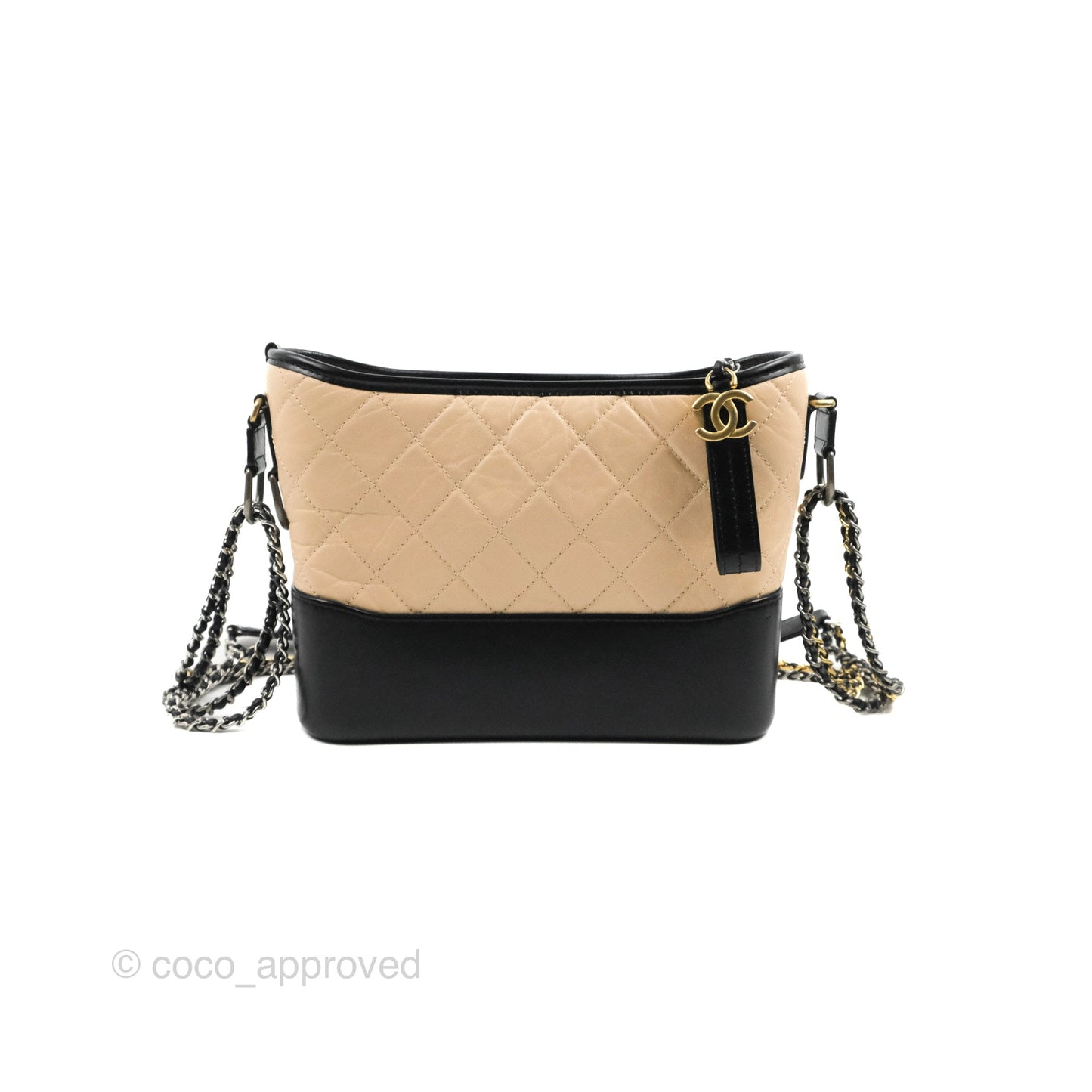 Chanel New Medium Gabrielle Hobo Beige/Black Aged Calfskin