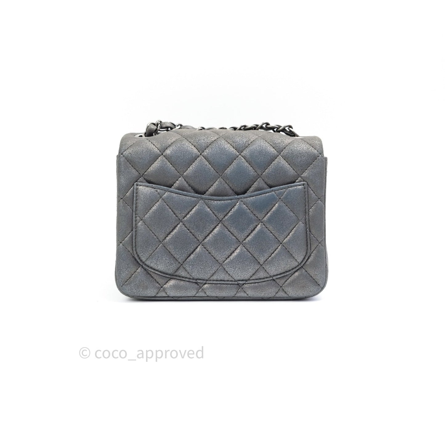 Chanel Mini Square Charcoal Grey Goatskin Ruthenium Hardware