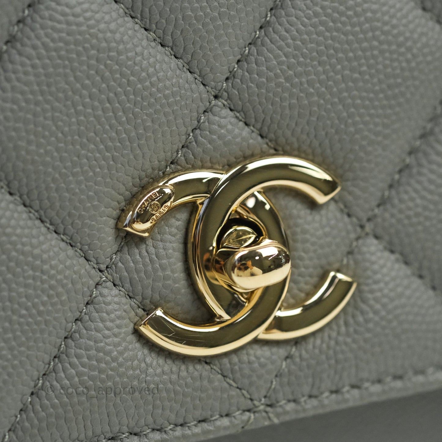 Chanel Quilted Small Business Affinity Flap Grey Caviar Light Gold Hardware