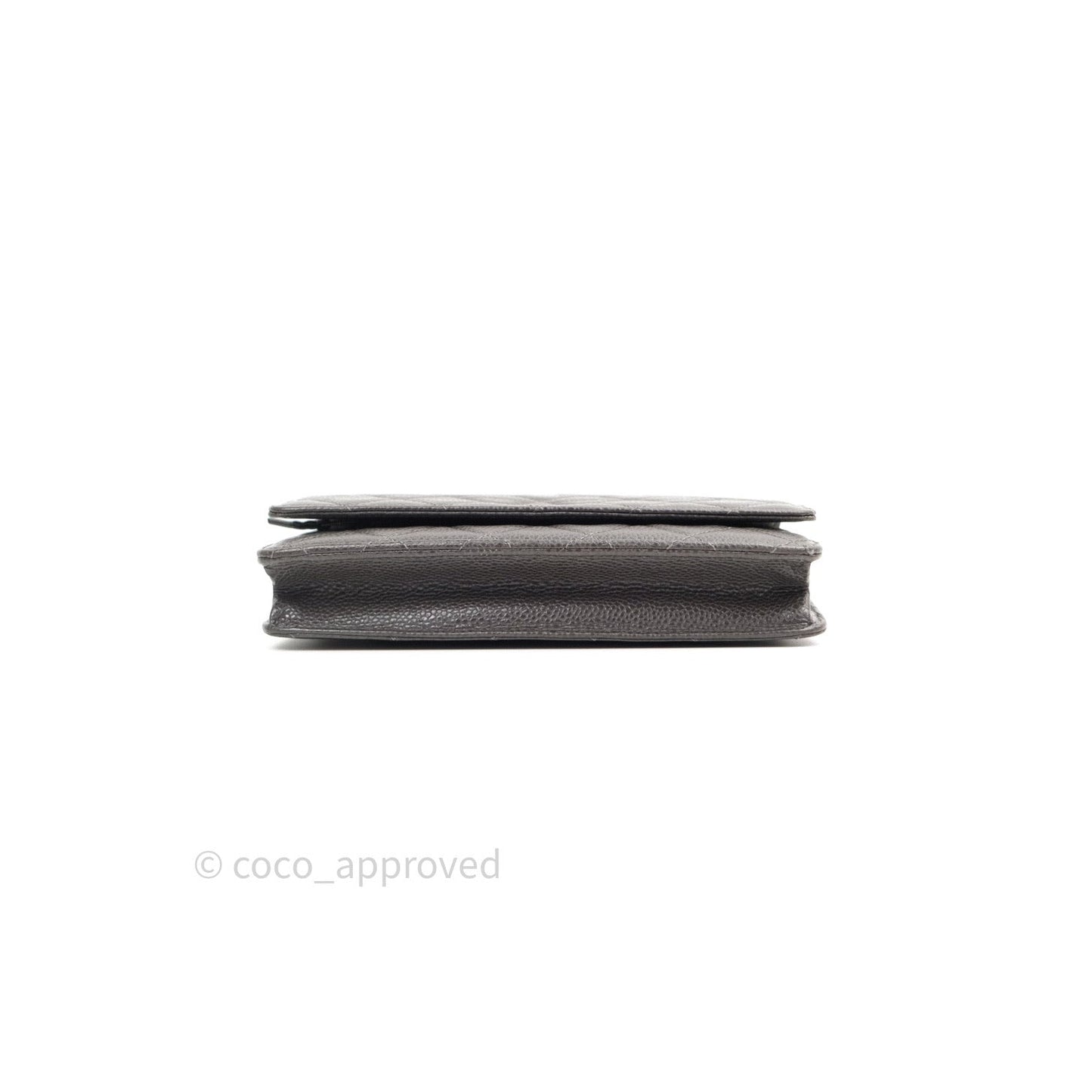 Chanel Quilted Wallet on Chain WOC Dark Grey Caviar Silver Hardware