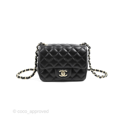 Chanel Mini Square Black Lambskin Gold Hardware