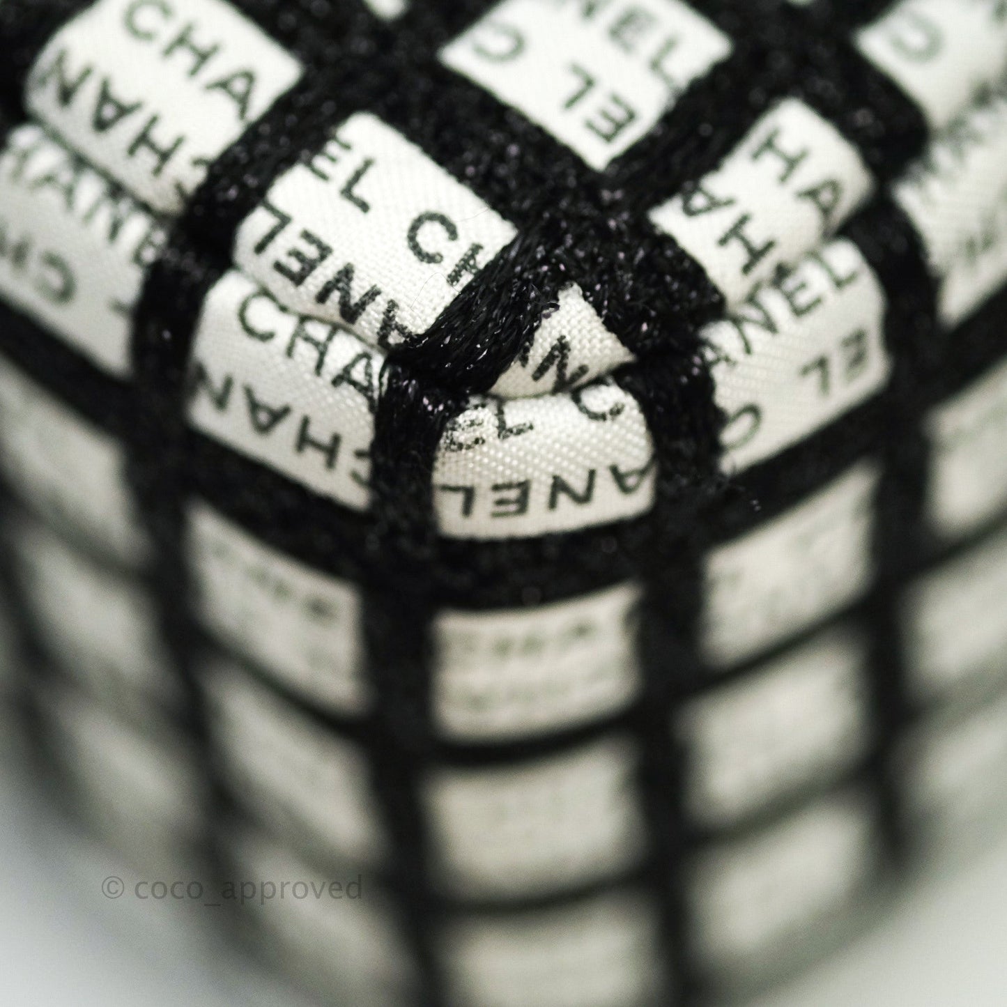 Chanel Quilted Mini Rectangular Black White Logo Silver Hardware
