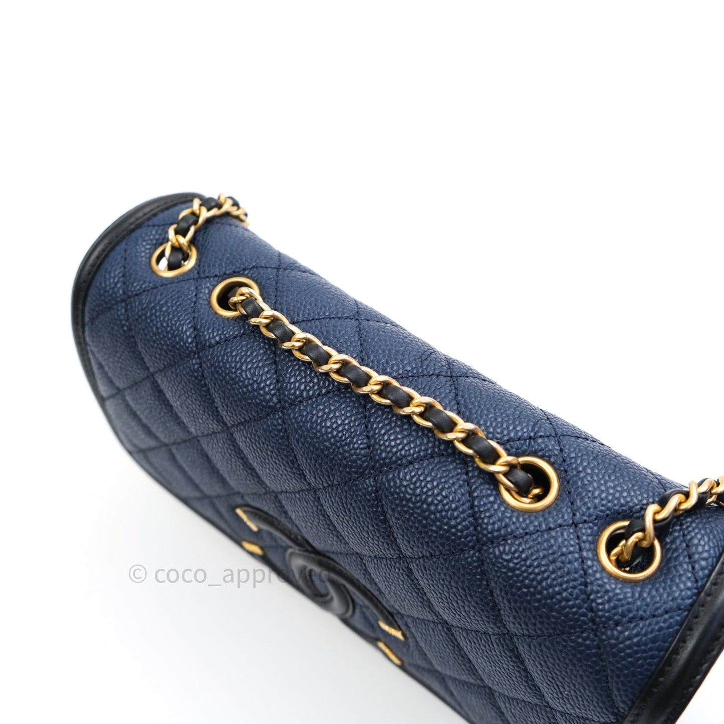 Chanel Caviar Quilted Small CC Filigree Flap Navy Black