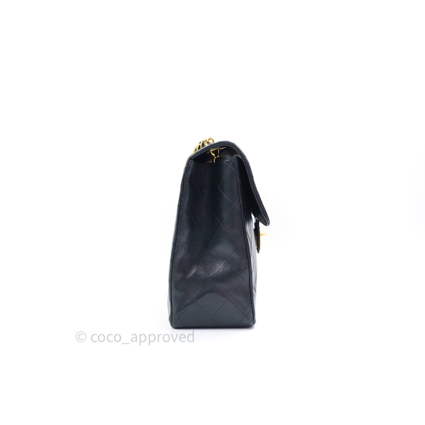 Chanel Vintage XL Jumbo Single Flap Black Lambskin 24K Gold Hardware