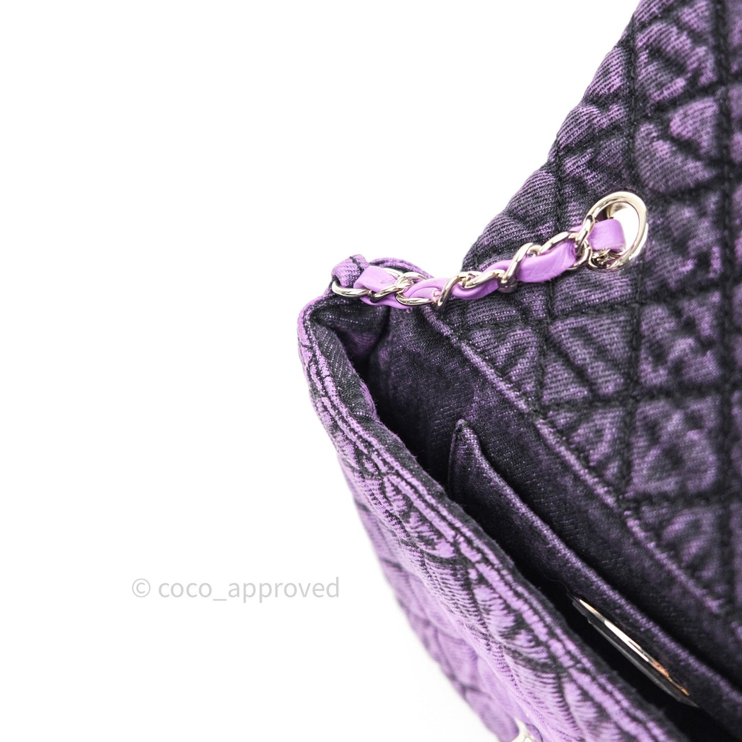 Chanel Denim Quilted Small Flap Purple Black