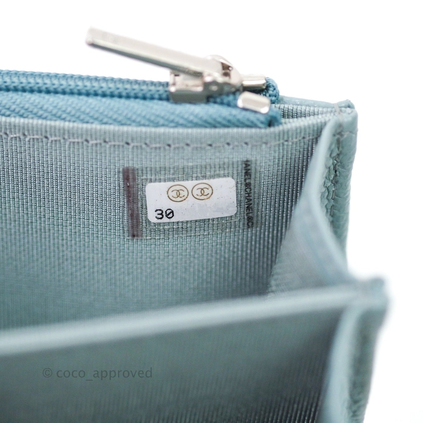 Chanel Quilted Mini Wallet on Chain WOC Blue Grey Caviar Silver Hardware 20B