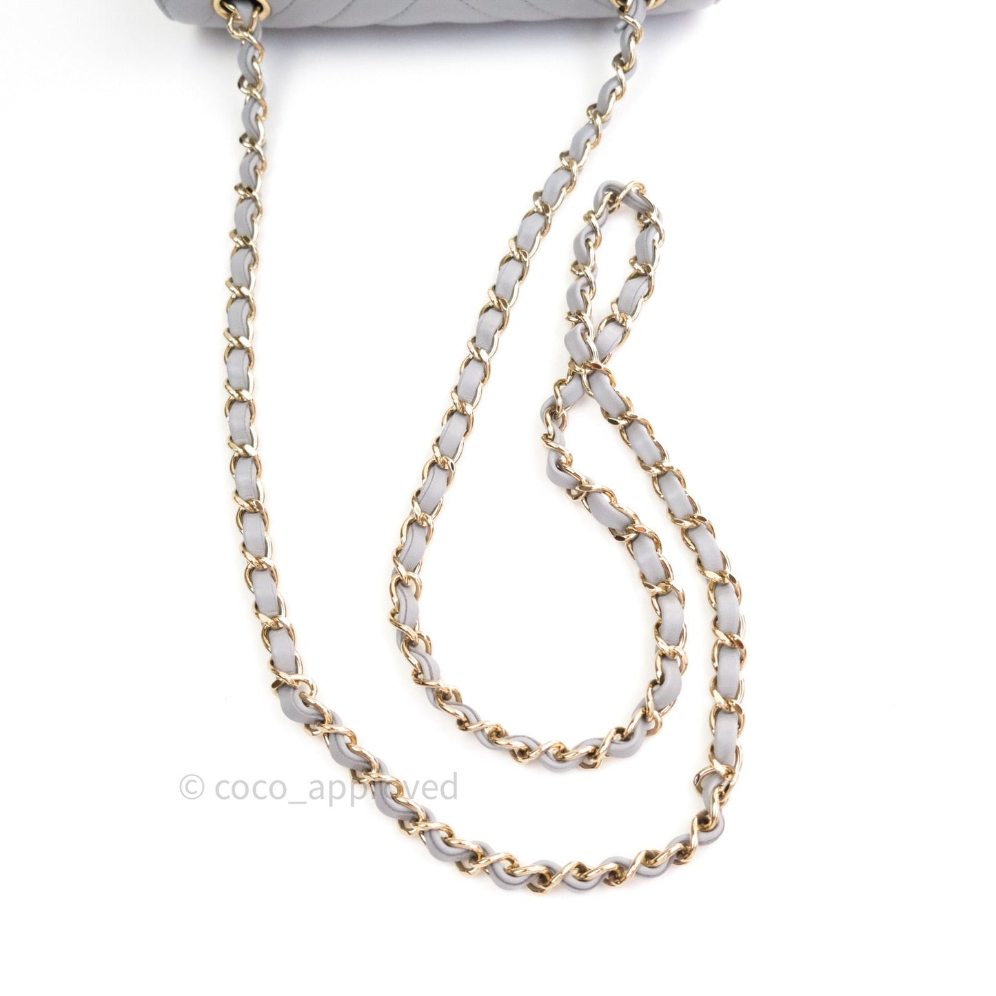 Chanel Quilted Mini Rectangular Grey Lambskin Gold Hardware