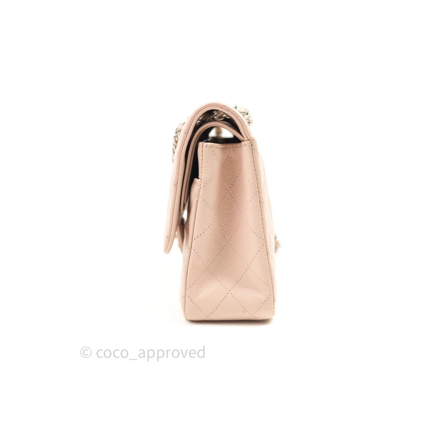 Chanel Classic M/L Medium Double Flap Sakura Pink Caviar Silver Hardware