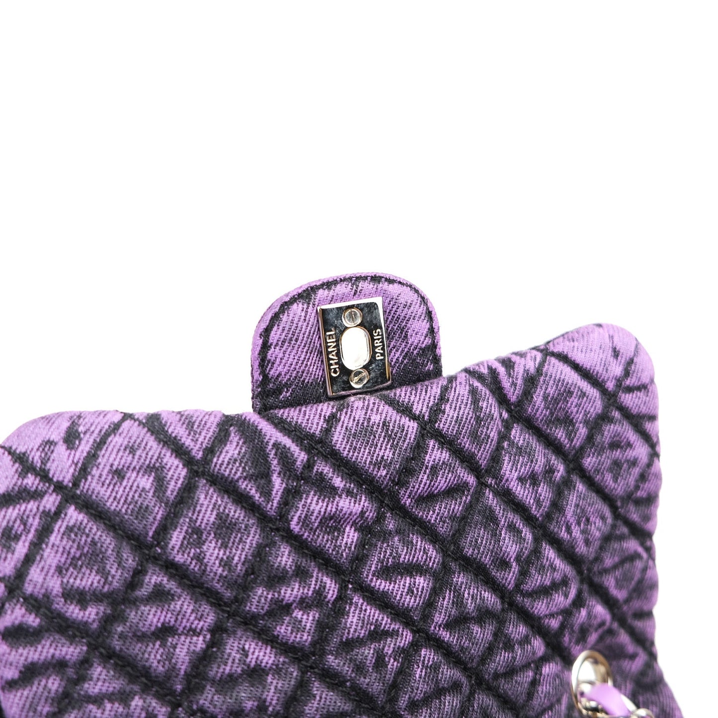 Chanel Denim Quilted Small Flap Purple Black