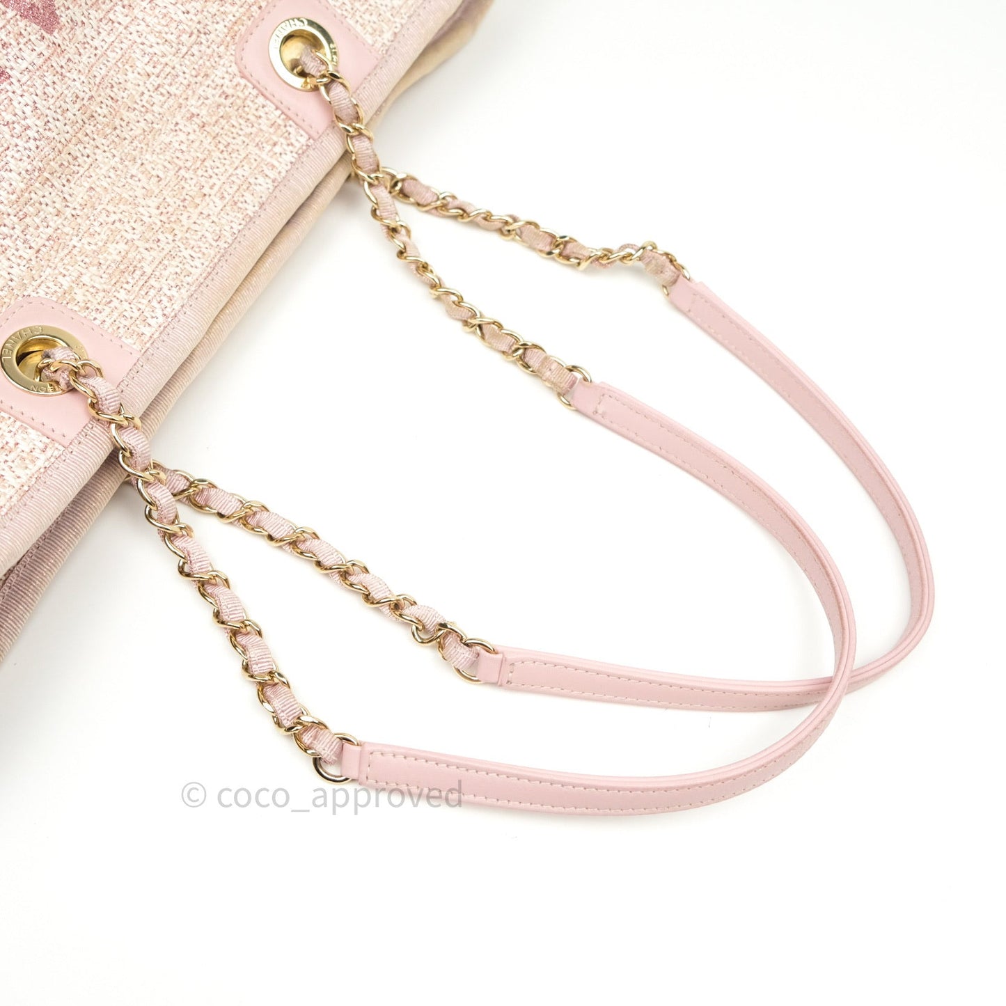 Chanel Canvas Deauville Medium Tote Pink Glittering 19C