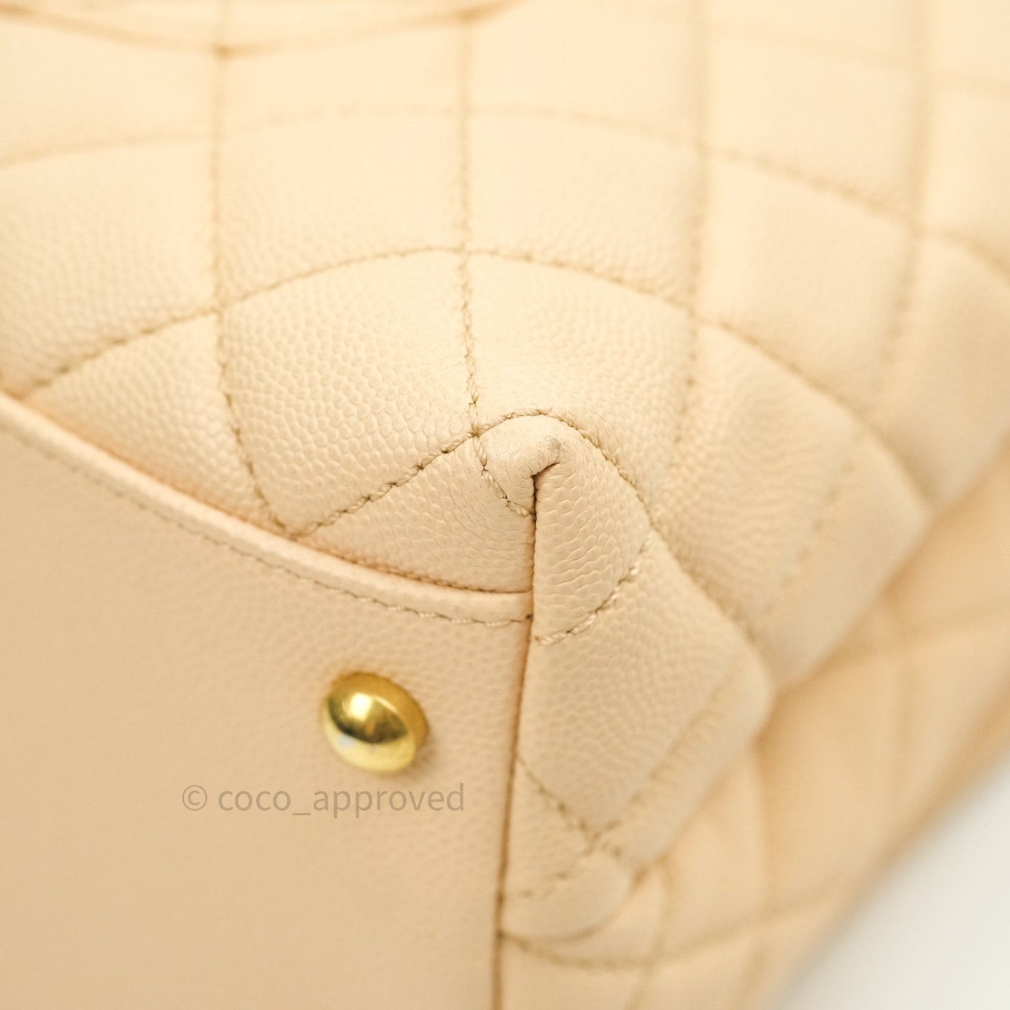 Chanel Small Coco Handle Quilted Beige Caviar Gold Hardware