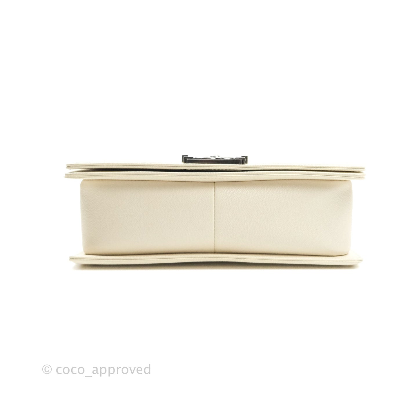 Chanel Quilted Medium Caviar Ivory Boy Flap Ruthenium Hardware