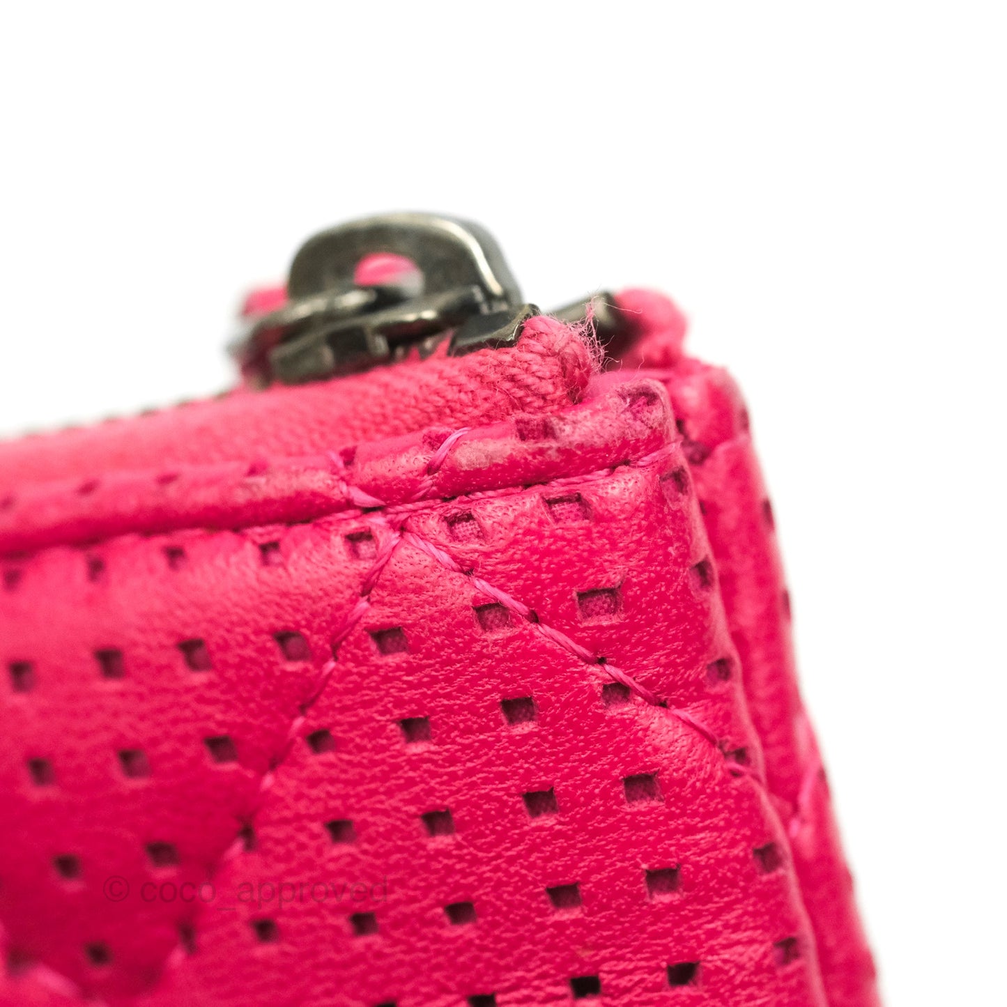 Chanel Quilted O Case Dark Pink Lambskin Gun Metal
