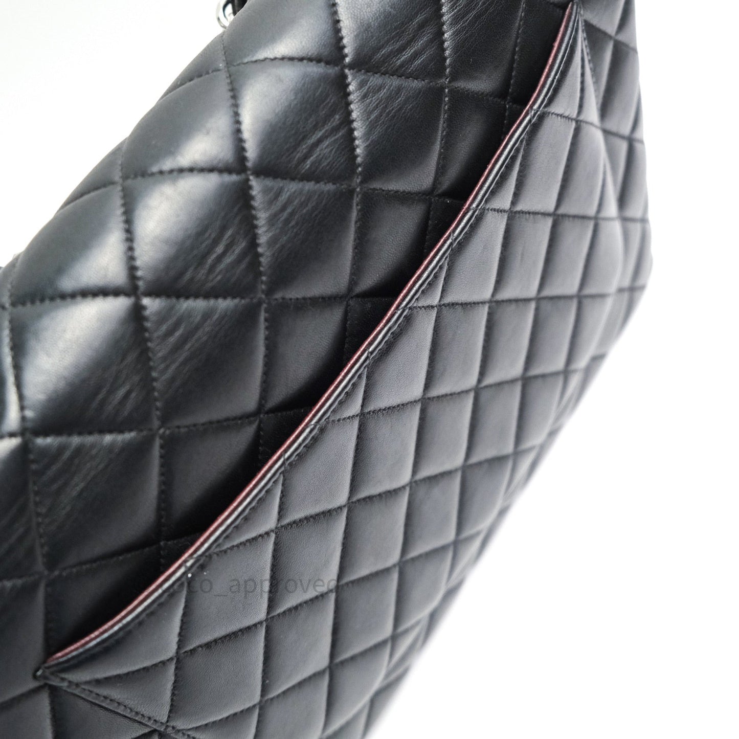 Chanel Classic Vintage Jumbo Single Flap Black Lambskin Silver Hardware