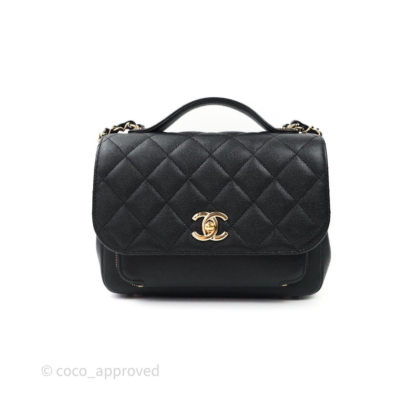Chanel Quilted Medium Business Affinity Flap Black Caviar Light Gold Hardware