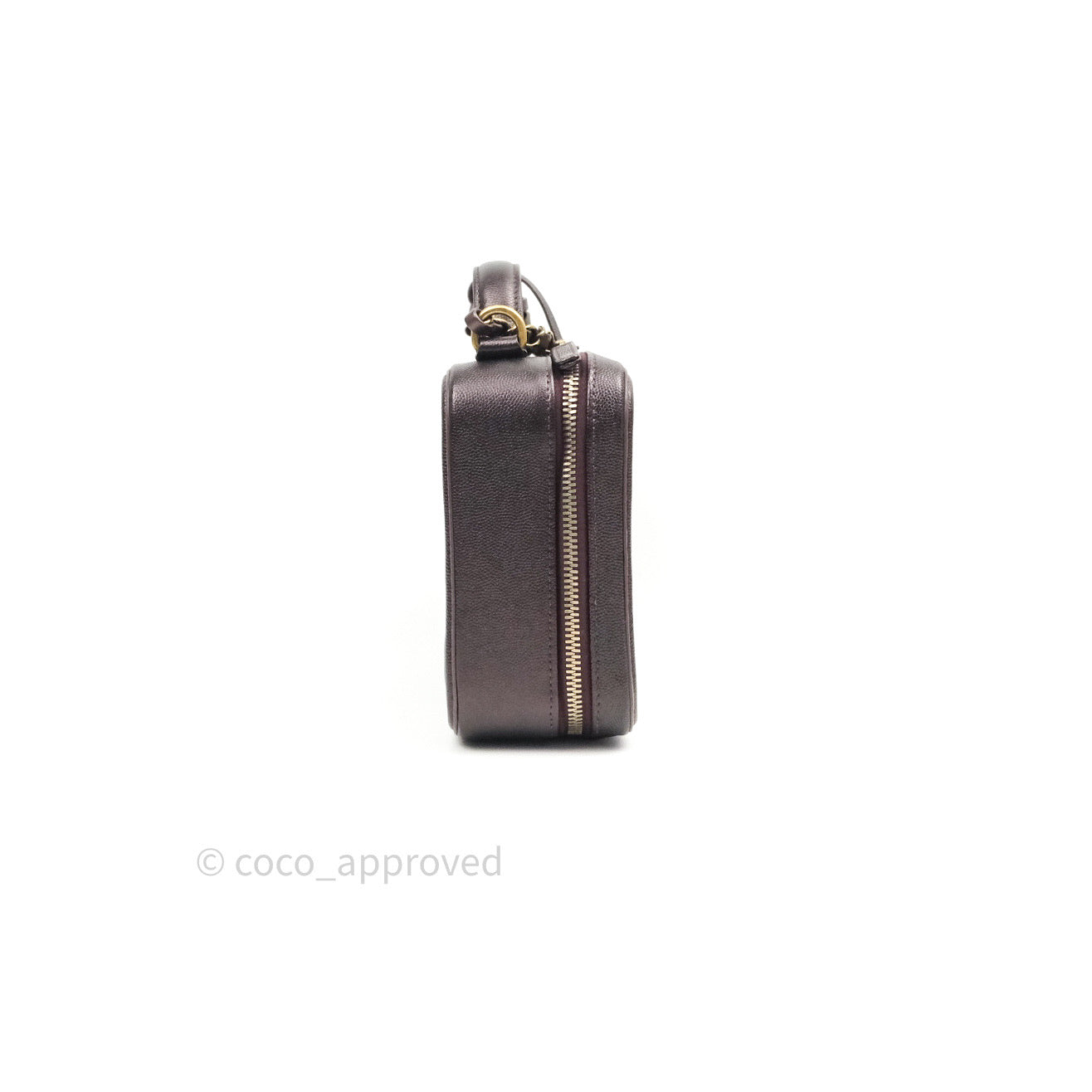 Chanel Quilted Medium CC Filigree Vanity Case Iridescent Burgundy Caviar Gold Hardware