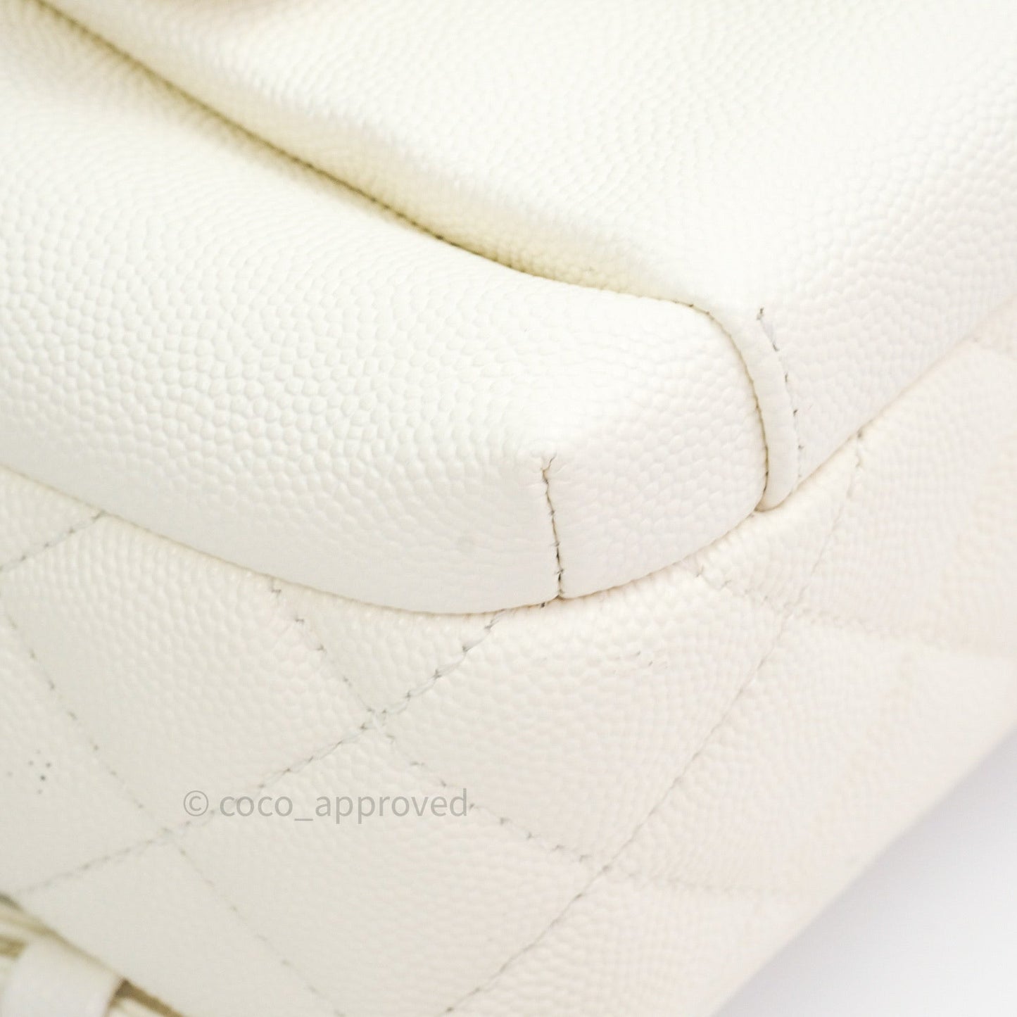 Chanel Quilted Small CC Day Backpack Ivory Caviar Light Gold Hardware