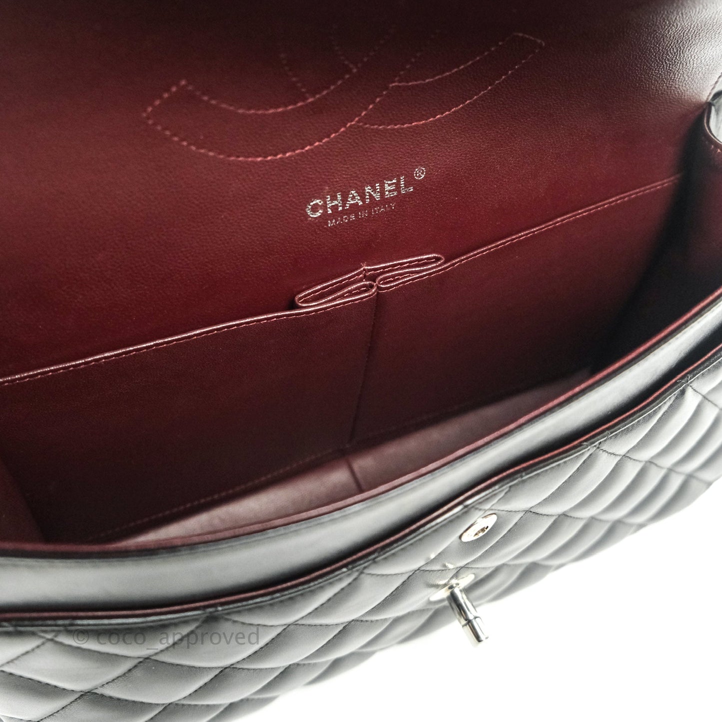 Chanel Jumbo Double Flap Bag Black Lambskin Silver Hardware⁣⁣