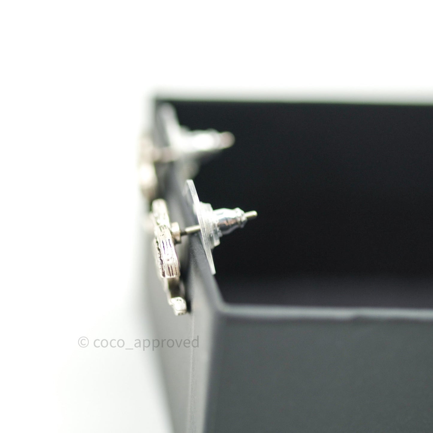 Chanel CC Earrings Ruthenium Crystal