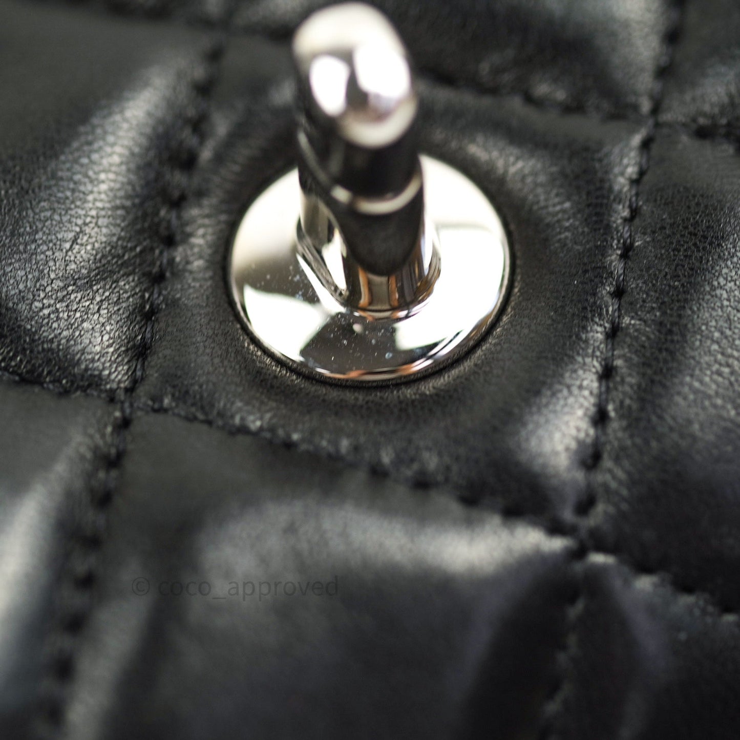 Chanel Quilted Clutch with Chain Black Lambskin Silver Hardware