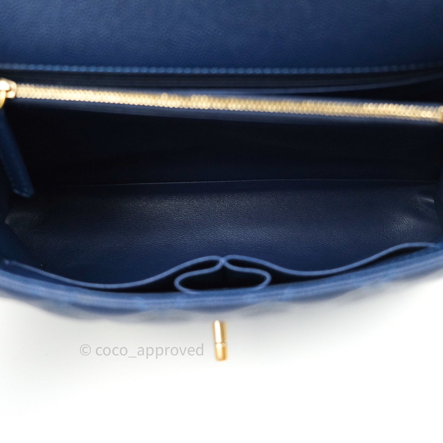 Chanel Quilted Medium Coco Handle Flap Navy Caviar Lizard Handle