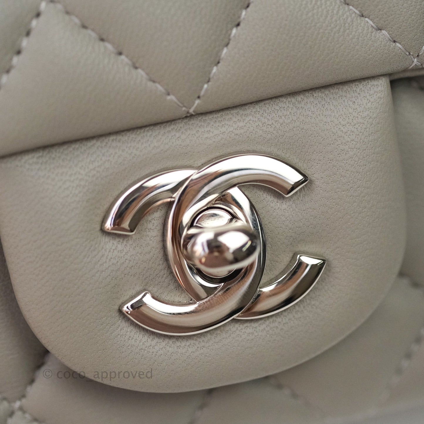 Chanel Quilted Mini Rectangular Flap Grey Lambskin Silver Hardware