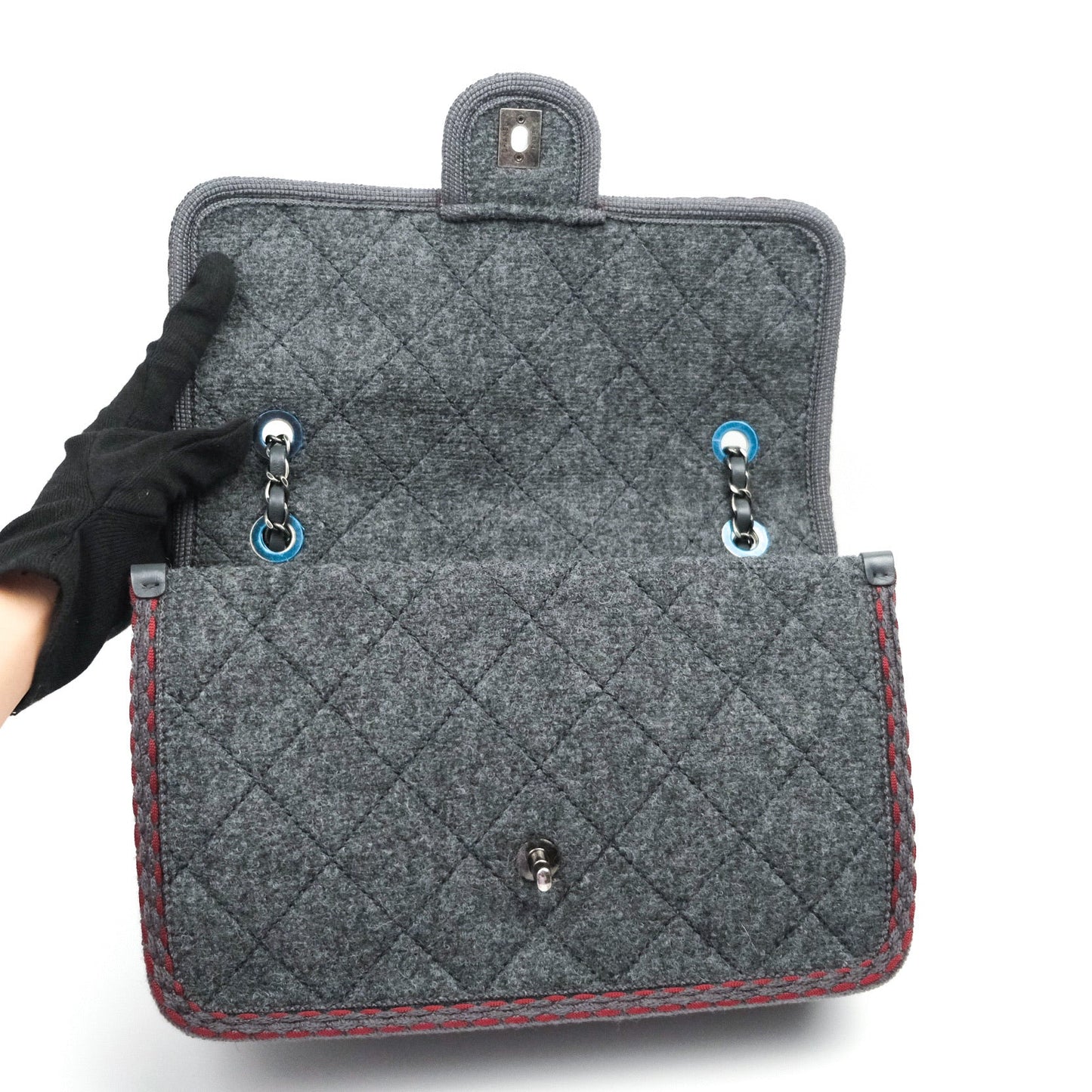 Chanel Jumbo Wool Flap Bag with Braid And Edelweiss in Grey