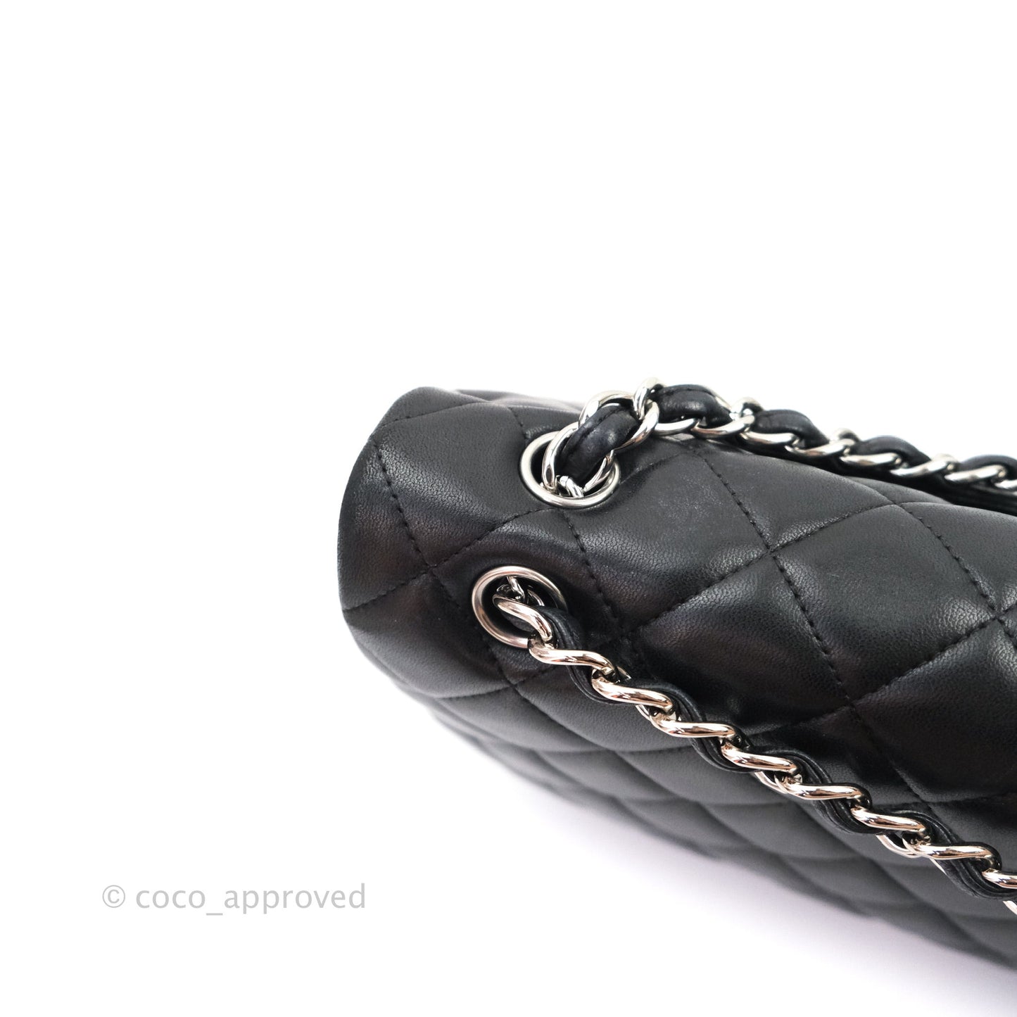 Chanel Quilted Maxi Single Flap Black Lambskin Silver Hardware