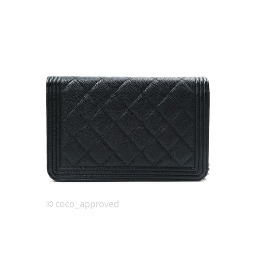 Chanel Boy Wallet on Chain WOC Black Caviar Ruthenium Hardware