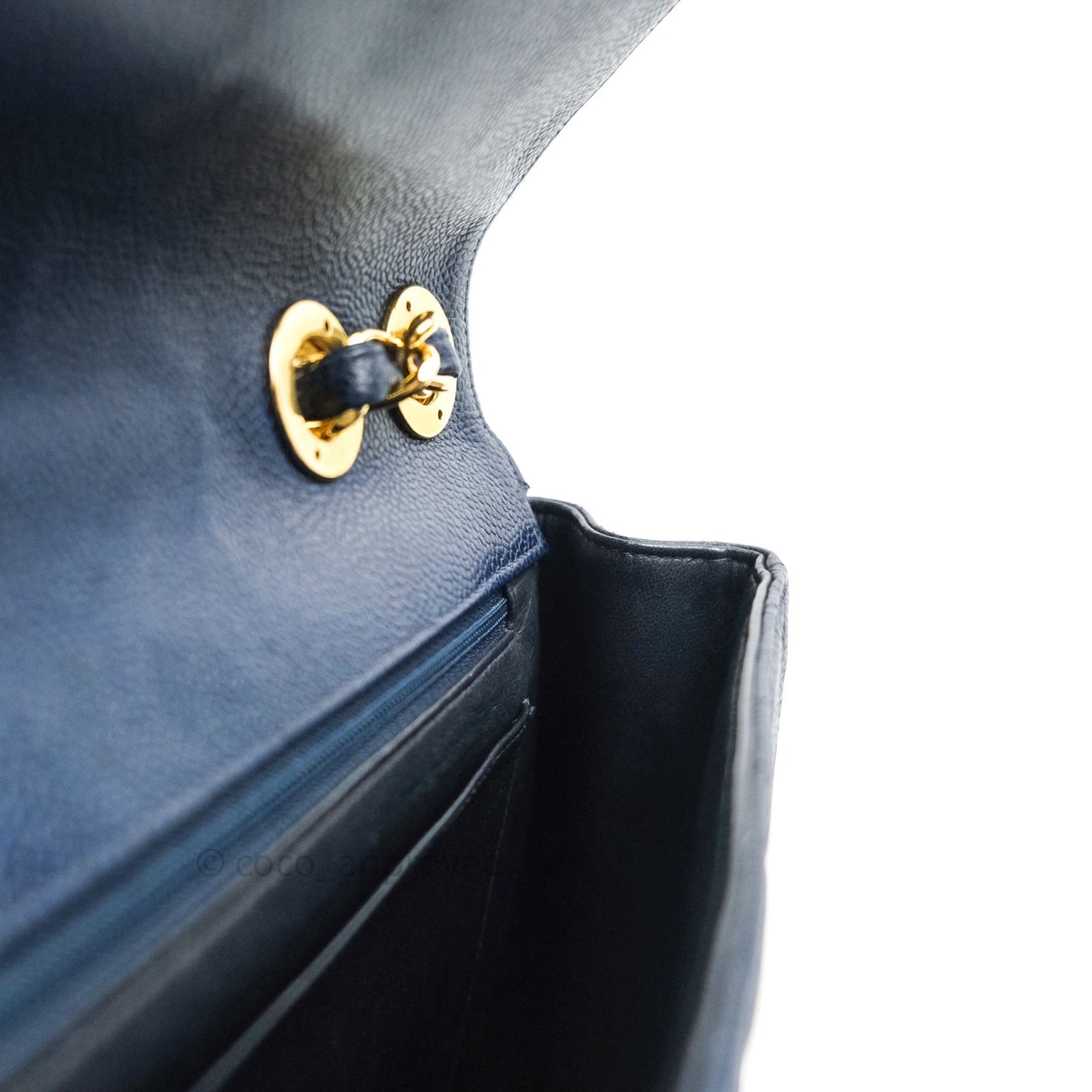 Chanel Vintage XL Jumbo Single Flap Navy Caviar 24K Gold Hardware