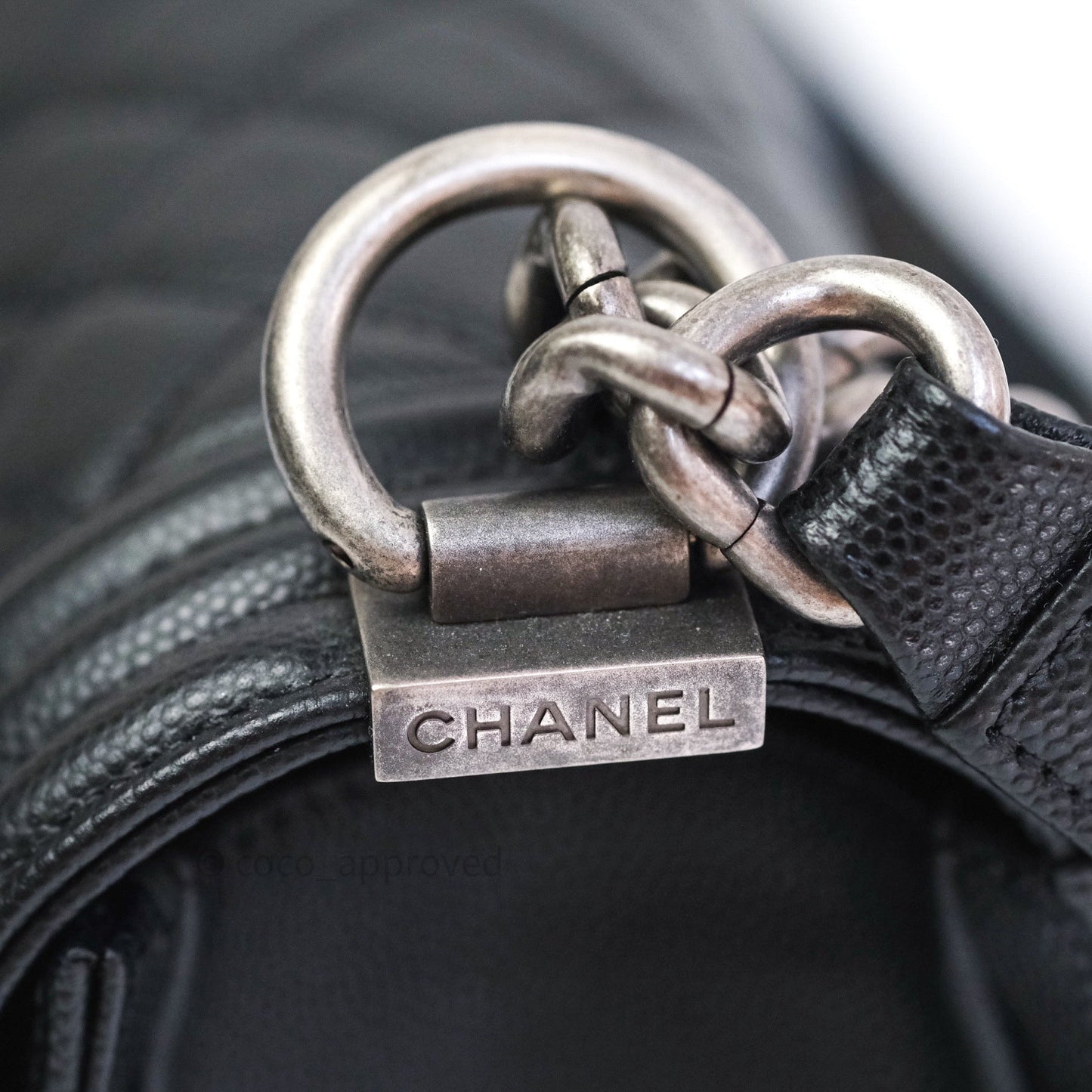 Chanel Boy Quilted Medium Black Caviar Ruthenium Hardware