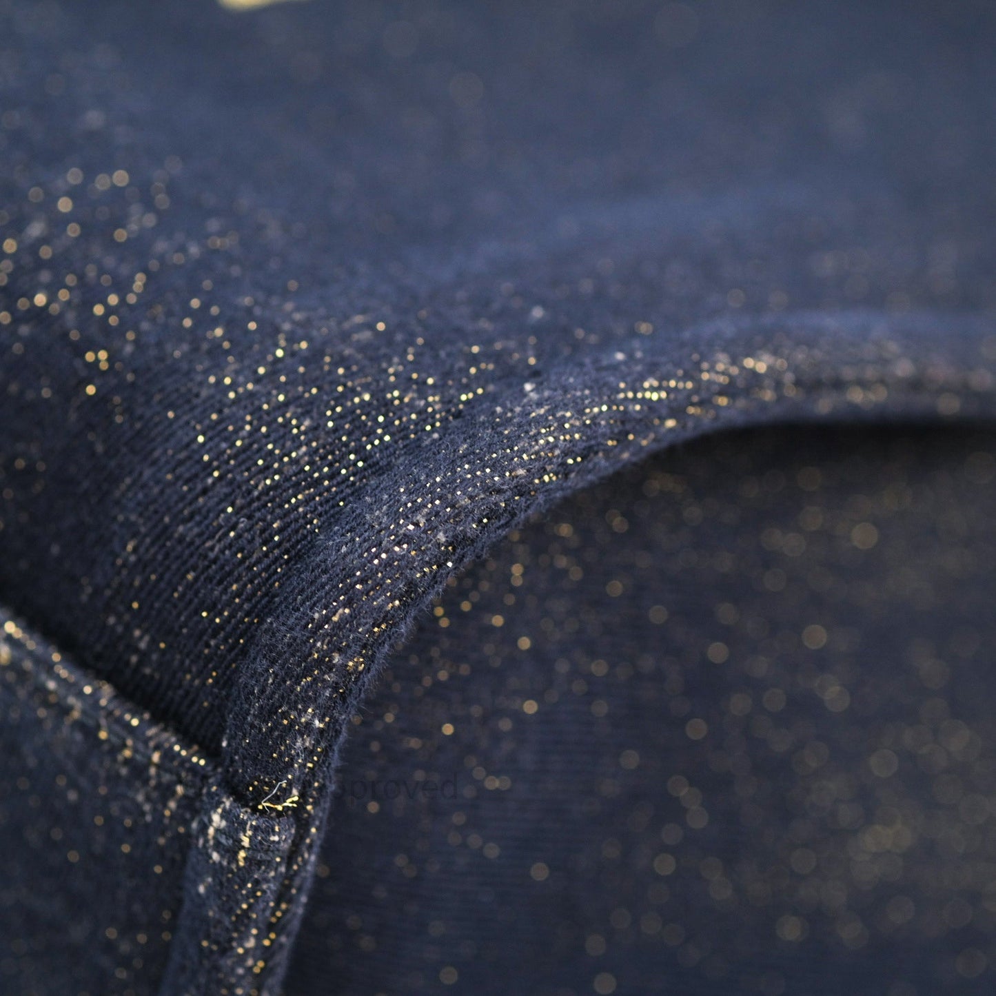 Chanel Canvas Large Deauville Tote Navy Glittery Gold Logo 19B