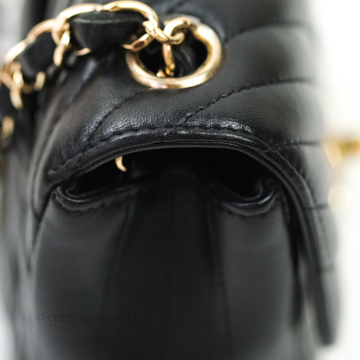 Chanel Mini Square Chevron Black Lambskin Gold Hardware