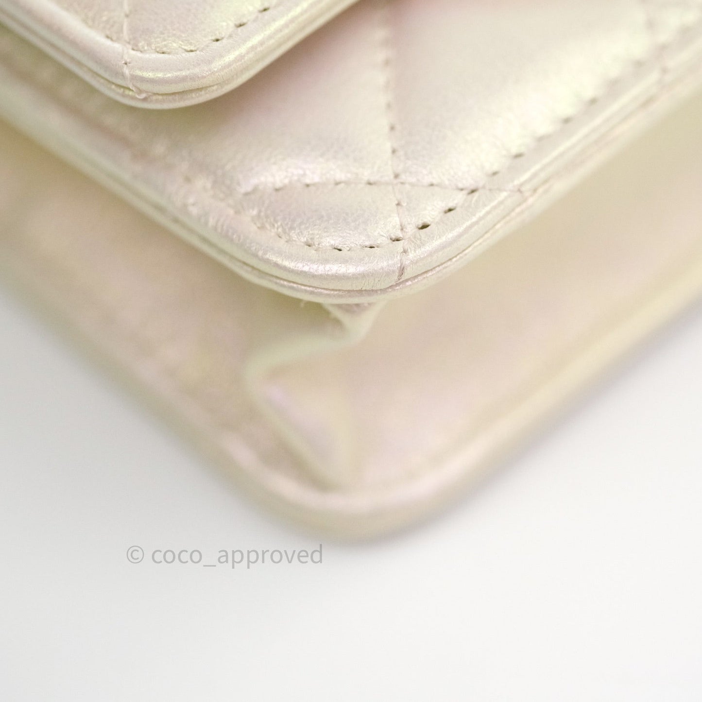Chanel Quilted Wallet on Chain WOC Iridescent Ivory Gold Hardware 20A