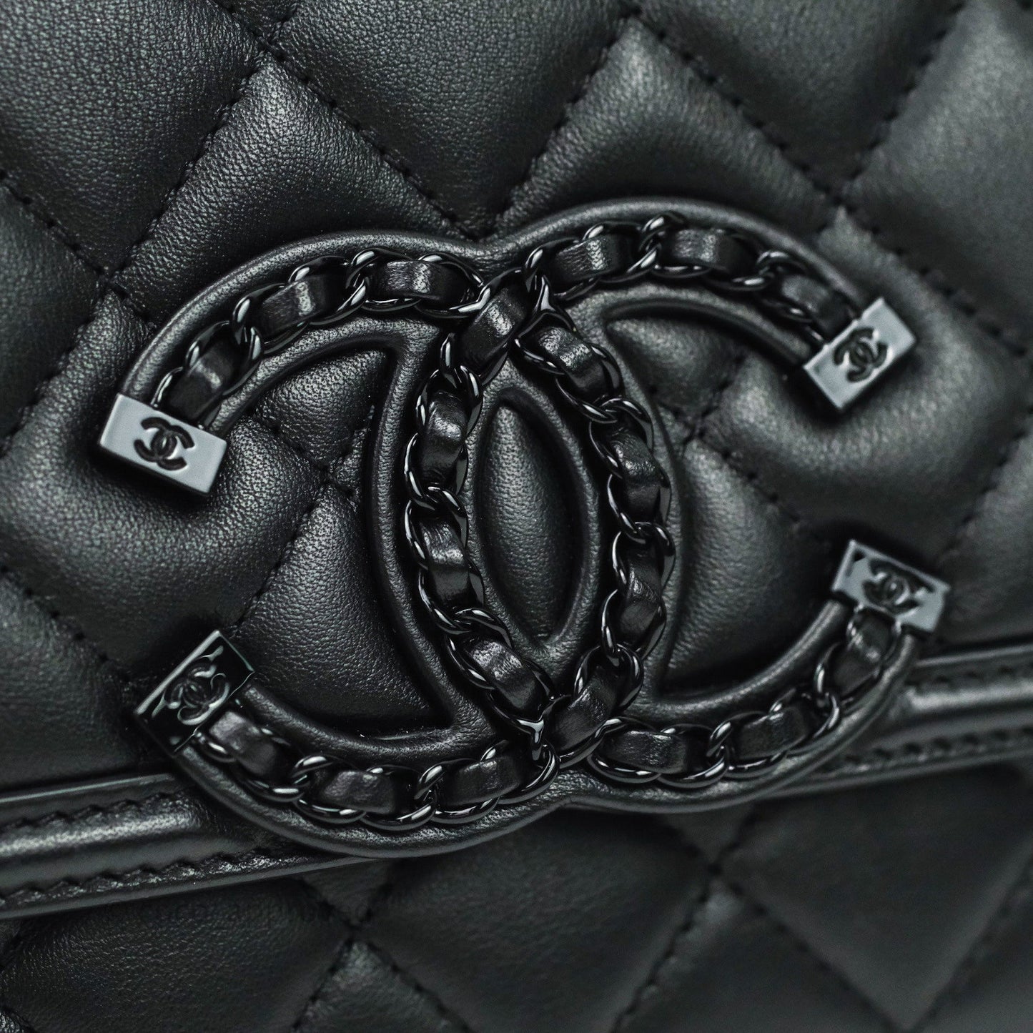 Chanel Quilted Small CC Filigree Flap Black Lambskin So Black Hardware