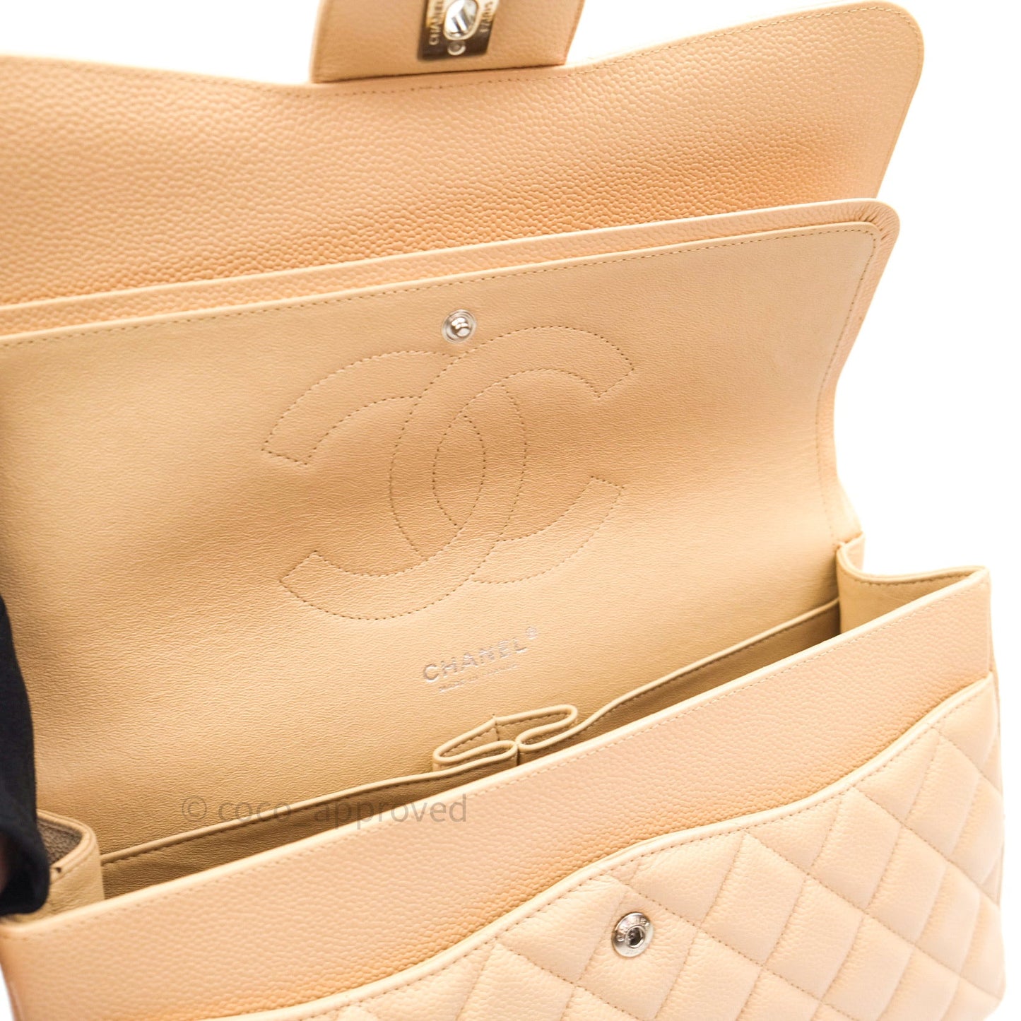 Chanel Jumbo Double Flap Beige Caviar Silver Hardware⁣⁣