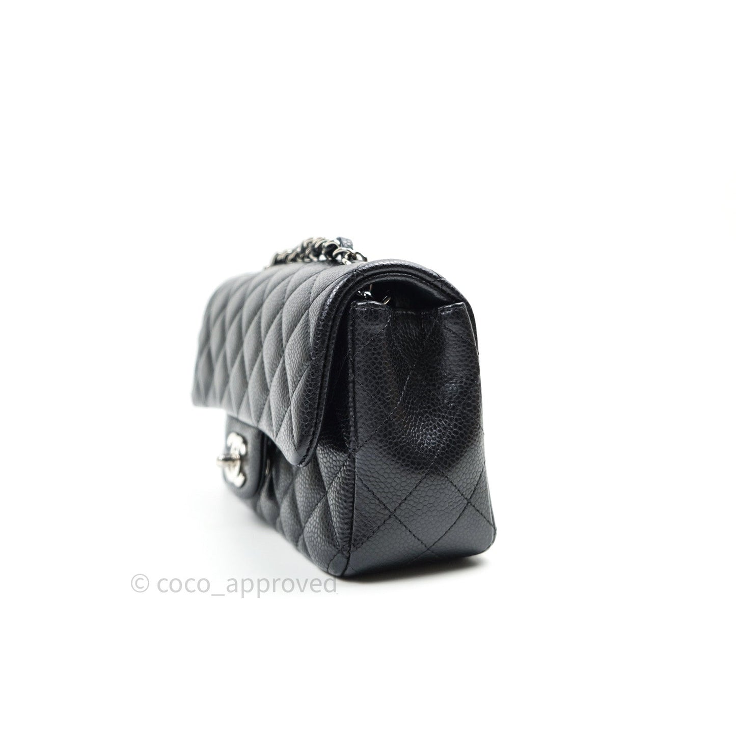 Chanel Quilted Mini Rectangular Black Caviar Silver Hardware 14B