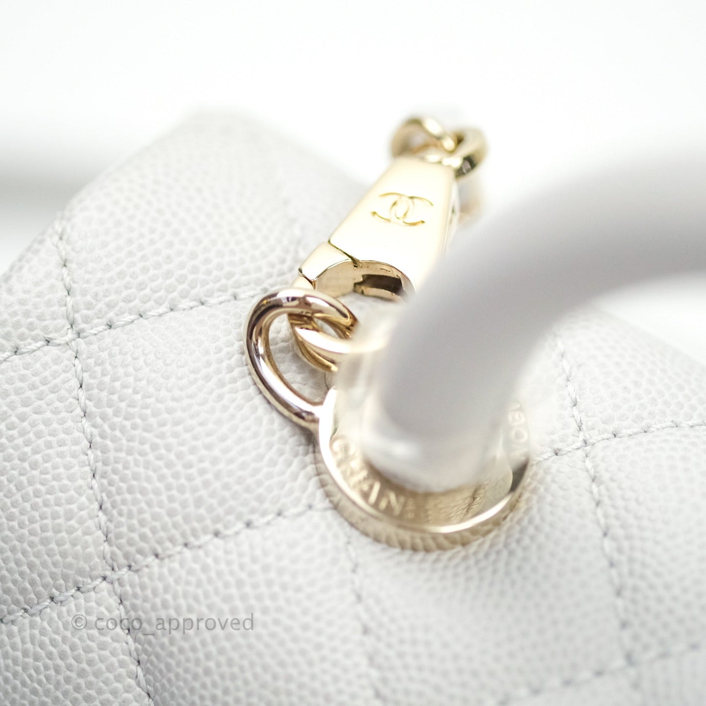 Chanel Small Coco Handle Quilted Light Grey Light Gold Hardware