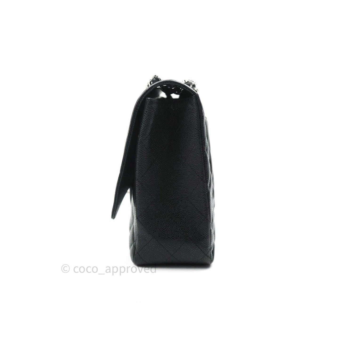 Chanel Classic Maxi Single Flap Quilted Black Caviar Silver Hardware