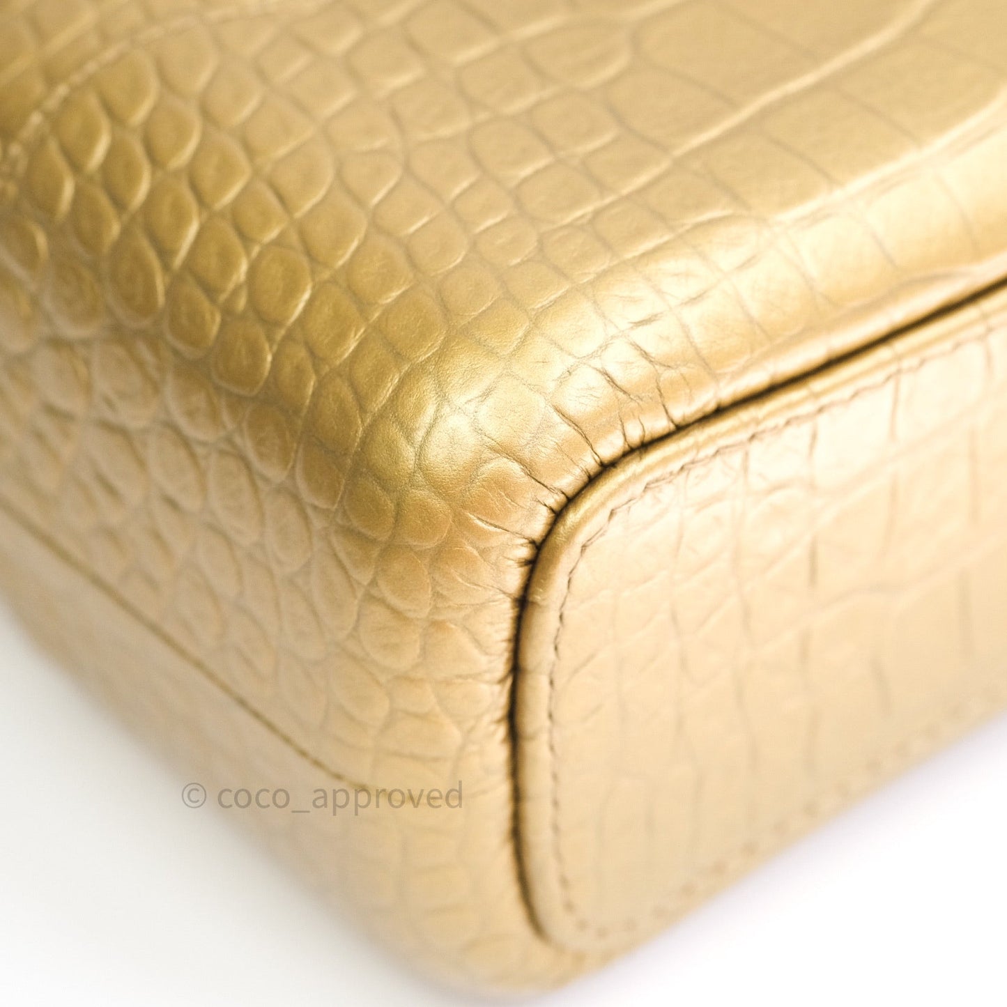 Chanel Crocodile Embossed Calfskin Medium Gabrielle Cocodile Hobo Gold