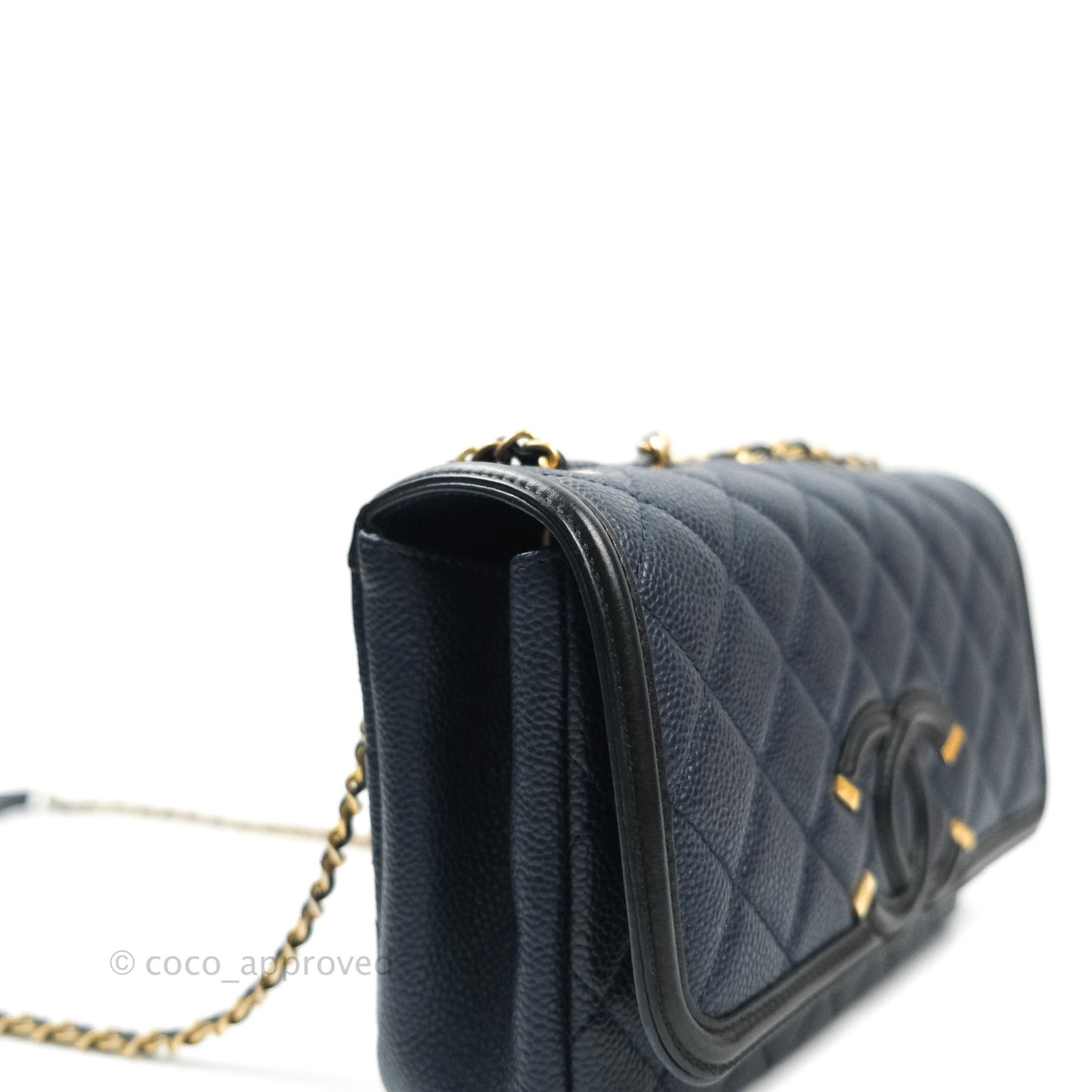 Chanel Quilted Small CC Filigree Flap Navy Caviar