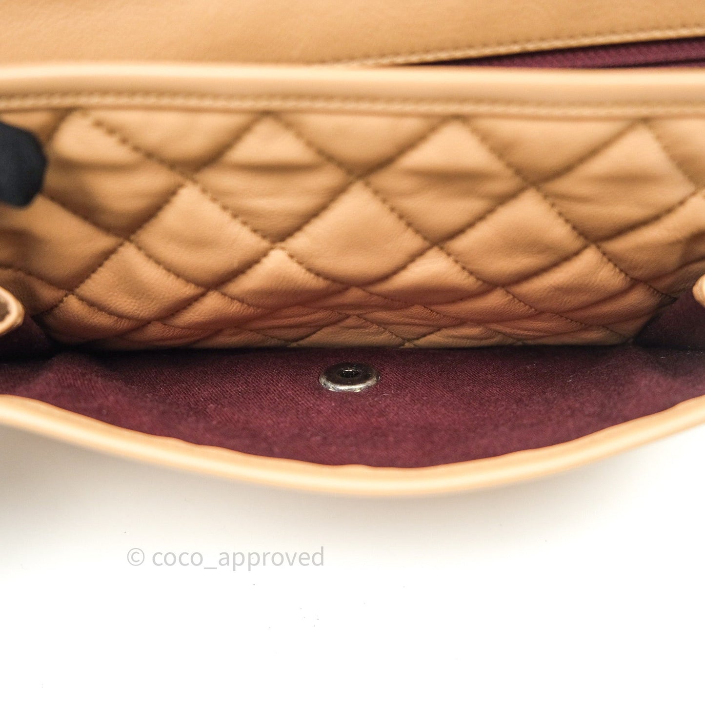 Chanel French Riviera Medium Flap Dark Beige Grained Calfskin Ruthenium Hardware