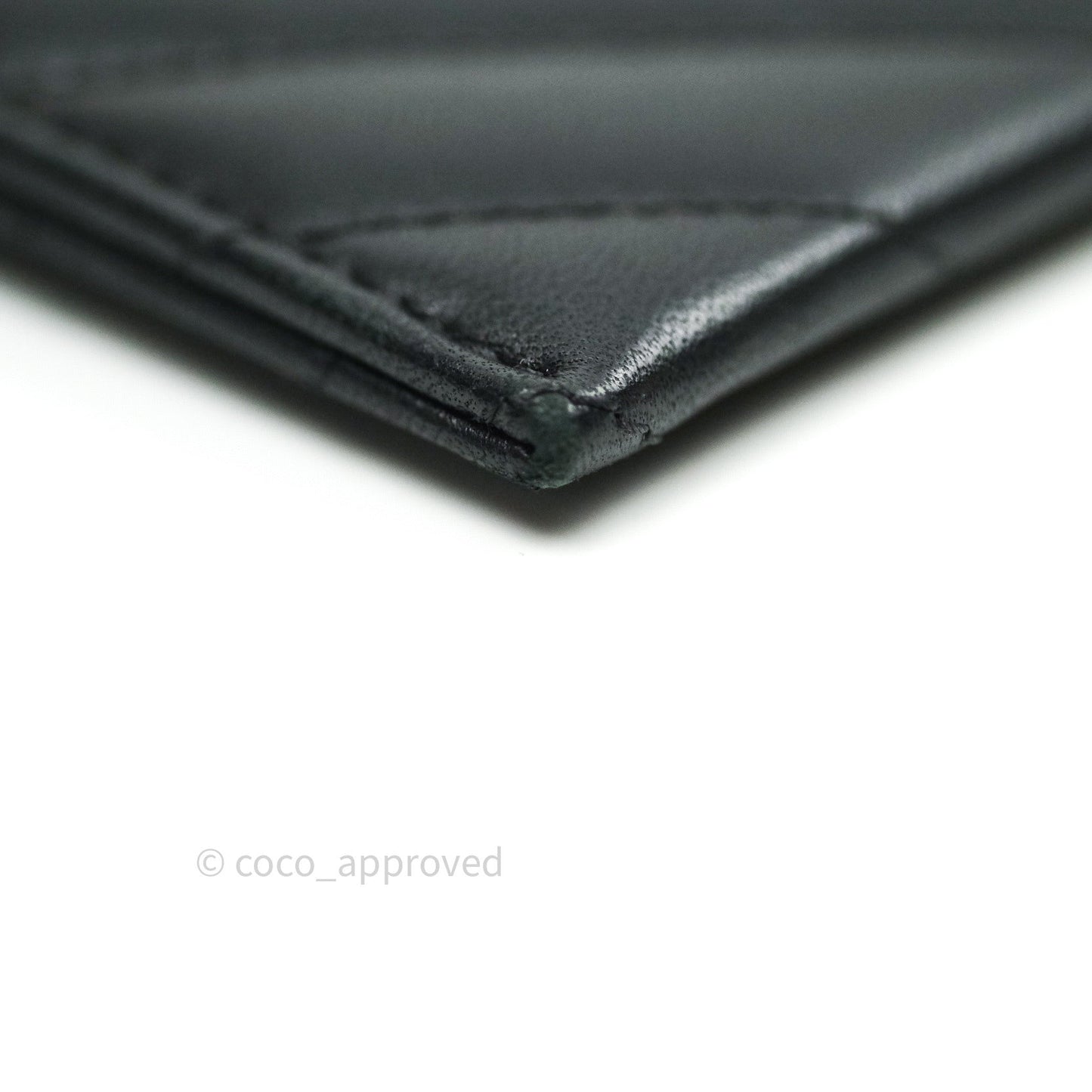 Chanel Chevron Classic Black Flat Card Holder Lambskin Gold Hardware
