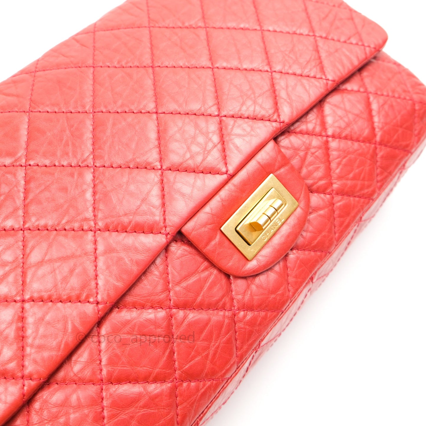 Chanel Reissue Quilted Aged Calfskin Coral Red Ruthenium Hardware 227
